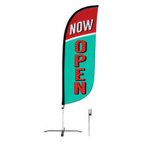 8ft Vintage Now Open Feather Flag