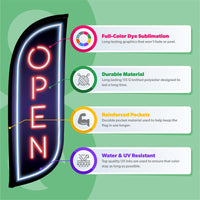 8ft Neon Open Feather Flag