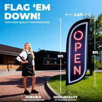 8ft Neon Open Feather Flag