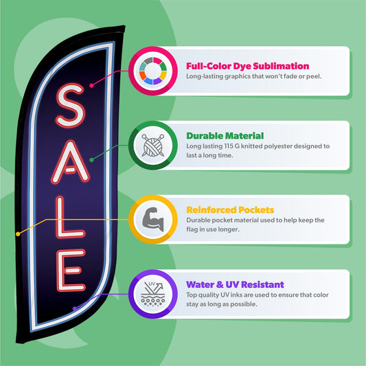 8ft Neon Sale Feather Flag