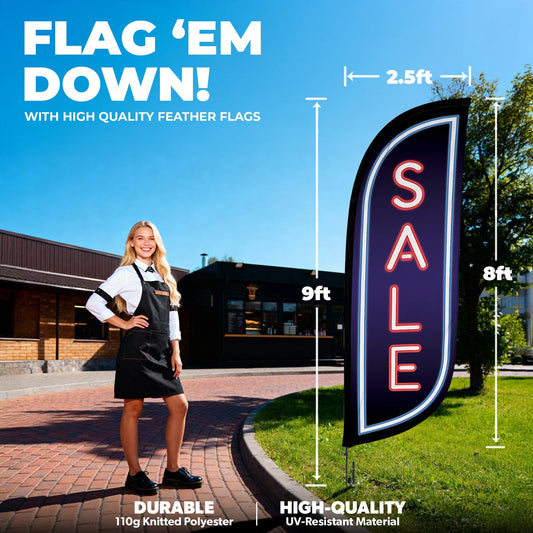 8ft Neon Sale Feather Flag