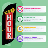 8ft Vintage Happy Hour Feather Flag