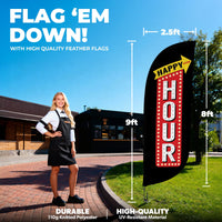8ft Vintage Happy Hour Feather Flag