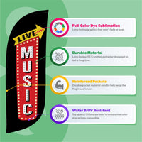 8ft Vintage Live Music Feather Flag