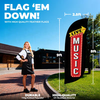 8ft Vintage Live Music Feather Flag