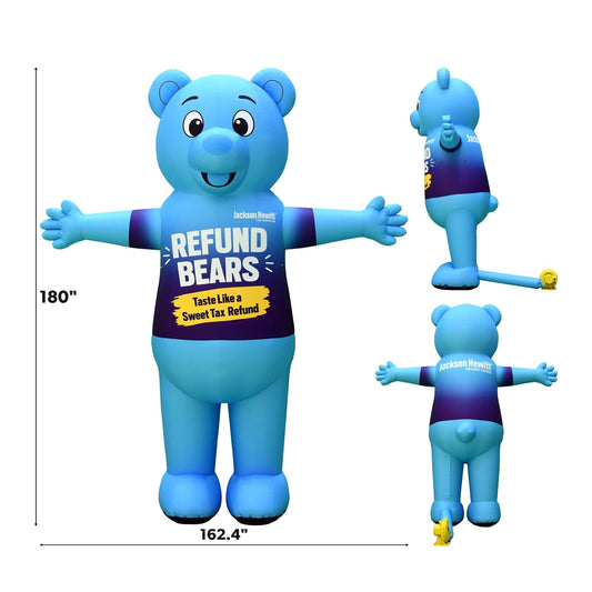 15ft Jackson Hewitt Refund Bear giant inflatable in blue