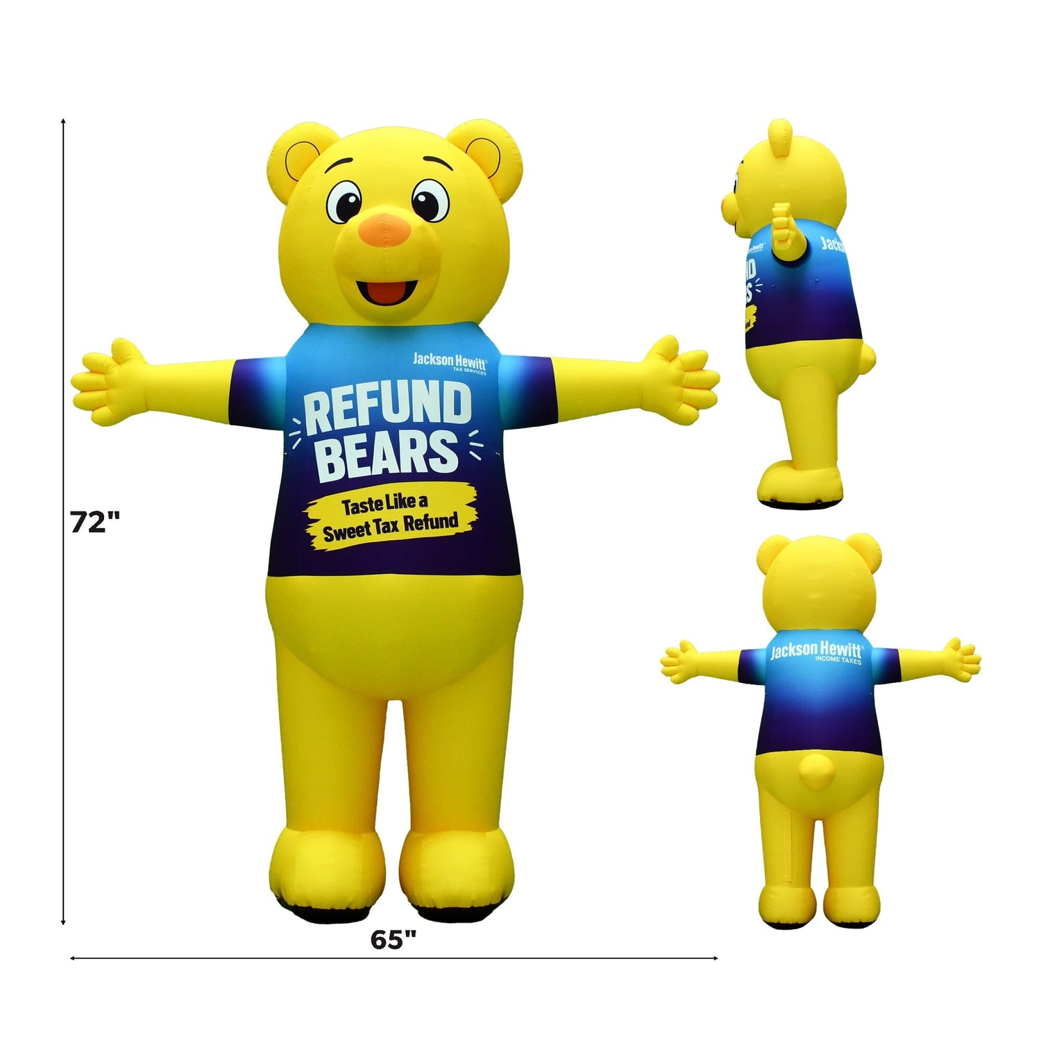 6ft Jackson Hewitt Refund Bear giant inflatable in yellow
