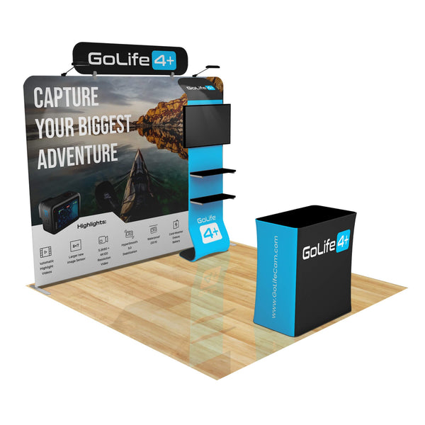 Trade Show Display with Waterfall Shelving