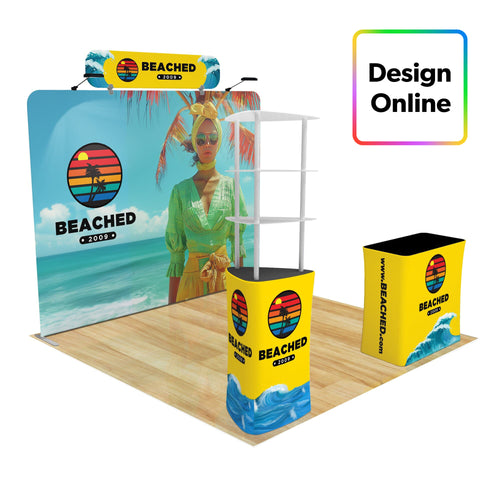 Trade Show Display with Triangle Shelving