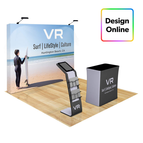 Straight Pop Up Trade Show Display with Media Stand