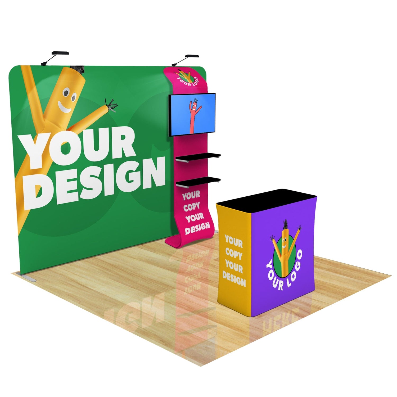 Fabric & Frame / + Waterfall Shelving & Podium / + LED Lights