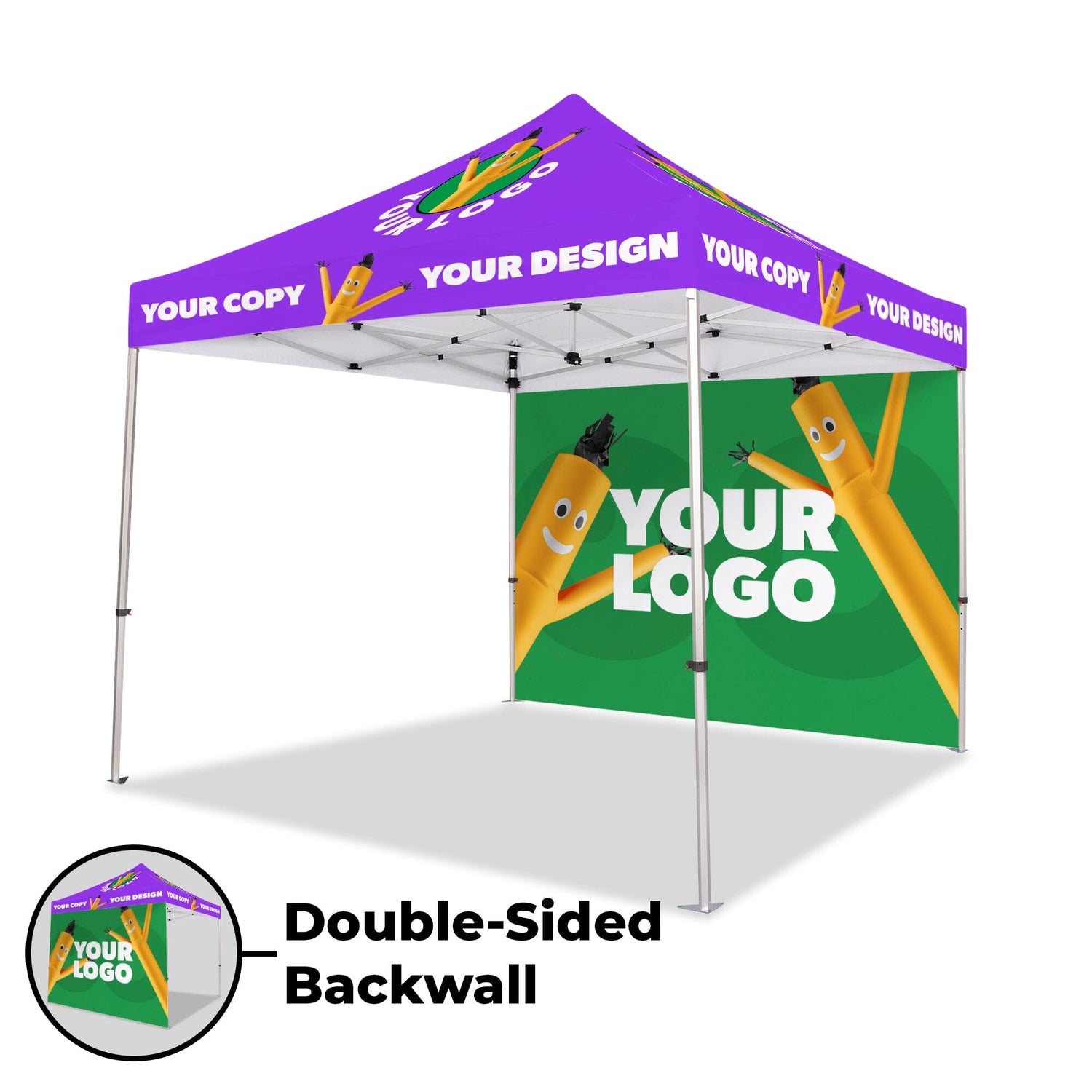 10' x 10' Custom Canopy Tent w/ Back Wall & Table Cover