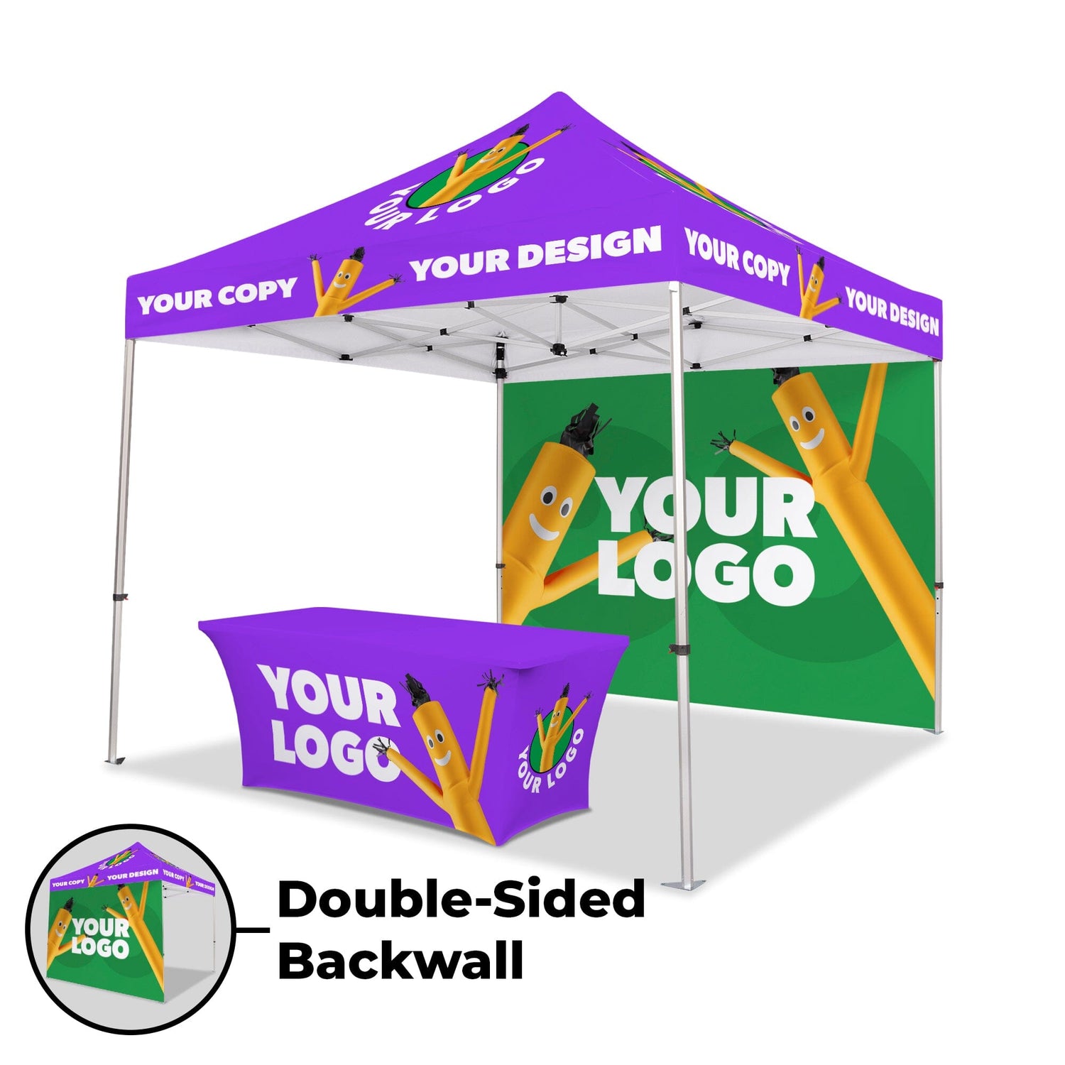 10' x 10' Custom Canopy Tent w/ Back Wall & Table Cover
