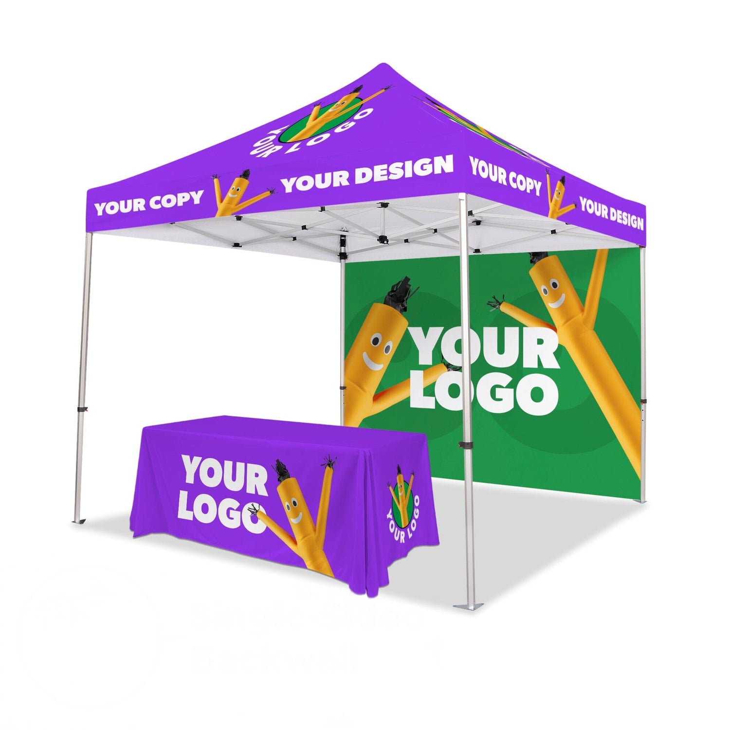 10' x 10' Custom Canopy Tent w/ Back Wall & Table Cover