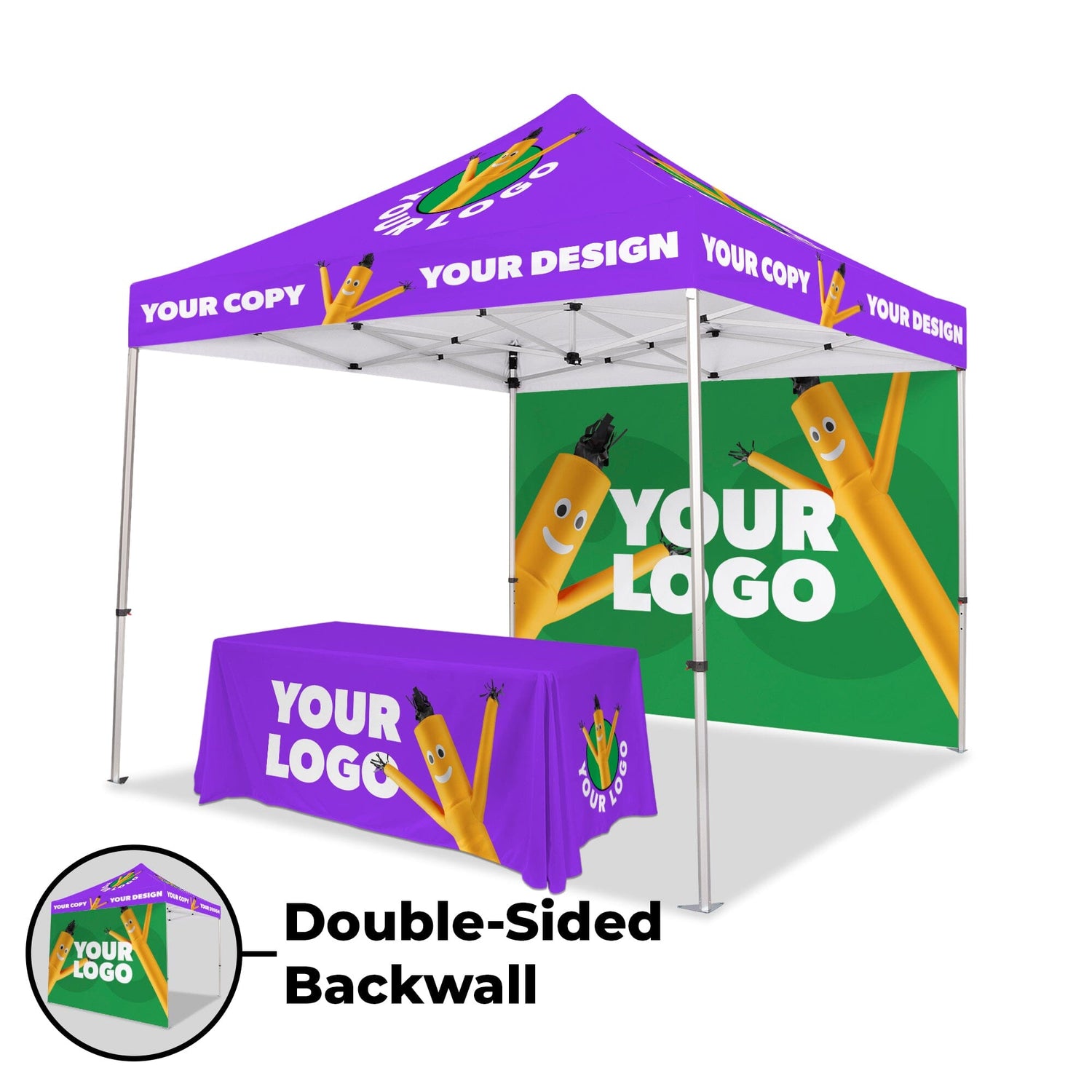 10' x 10' Custom Canopy Tent w/ Back Wall & Table Cover