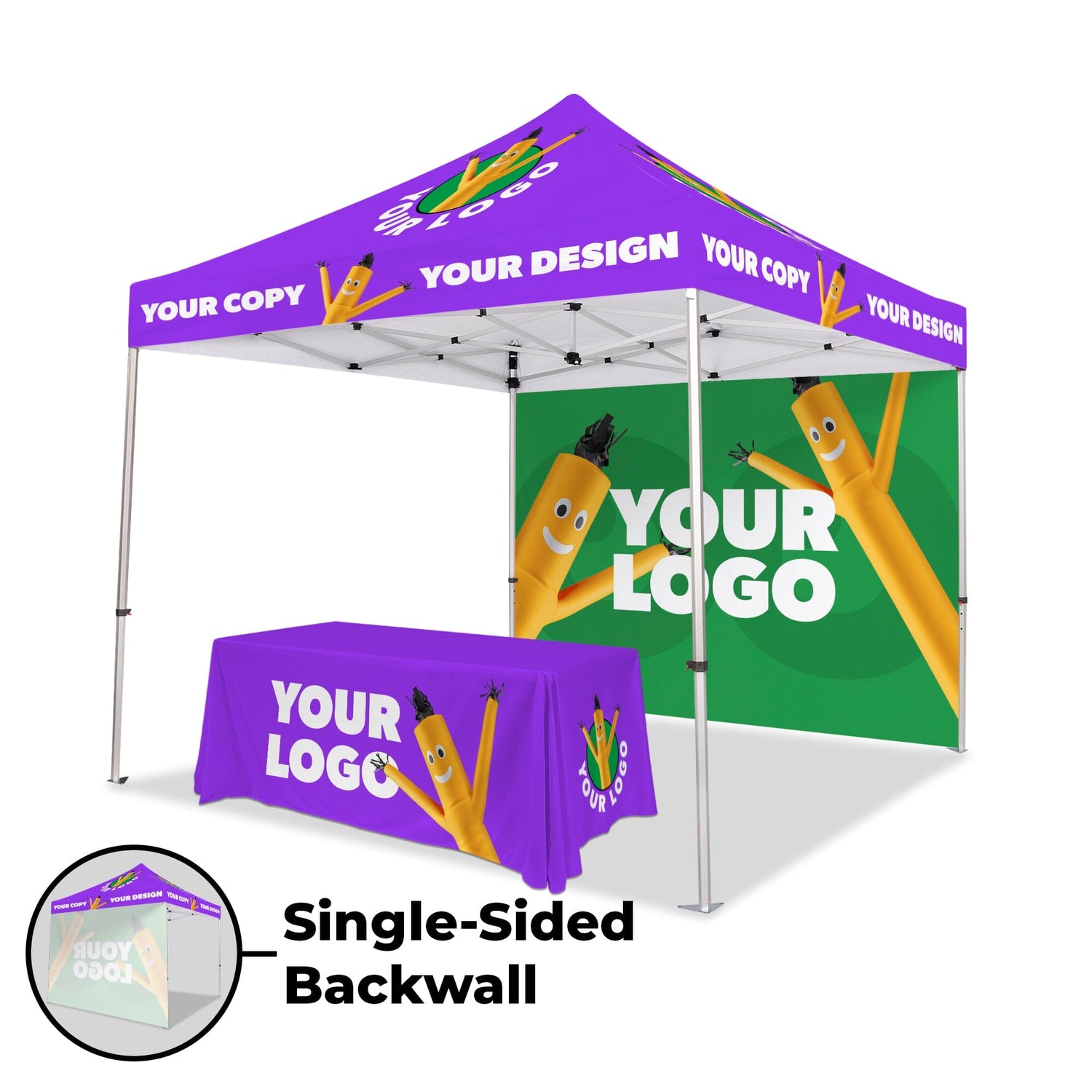 10' x 10' Custom Canopy Tent w/ Back Wall & Table Cover