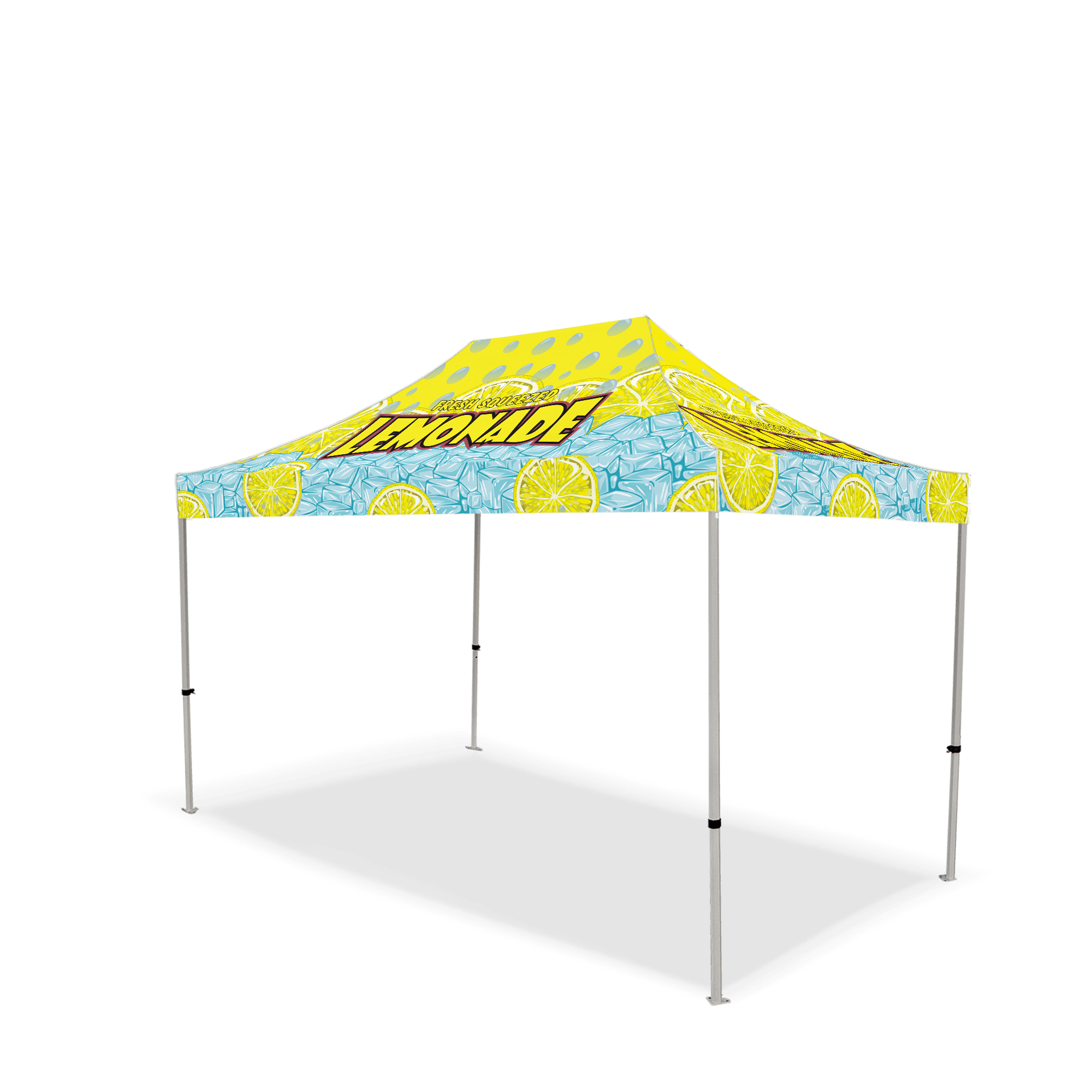 Custom Canopy Tent with Full Back, Half Side Walls, Feather Flags & Table Cover