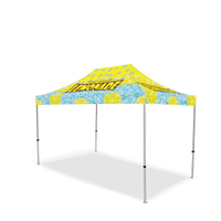 Custom Canopy Tent with Full Back, Half Side Walls, Feather Flags & Table Cover