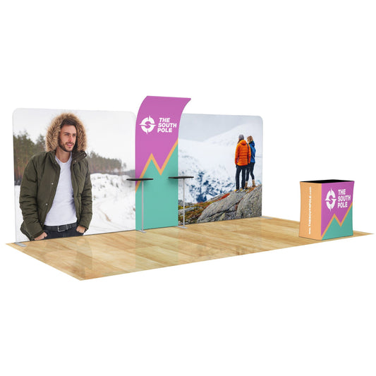 10x20 Trade Show Booth with Curved Media Wall