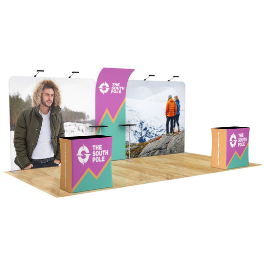 10x20 Trade Show Booth with Curved Media Wall