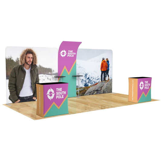10x20 Trade Show Booth with Curved Media Wall