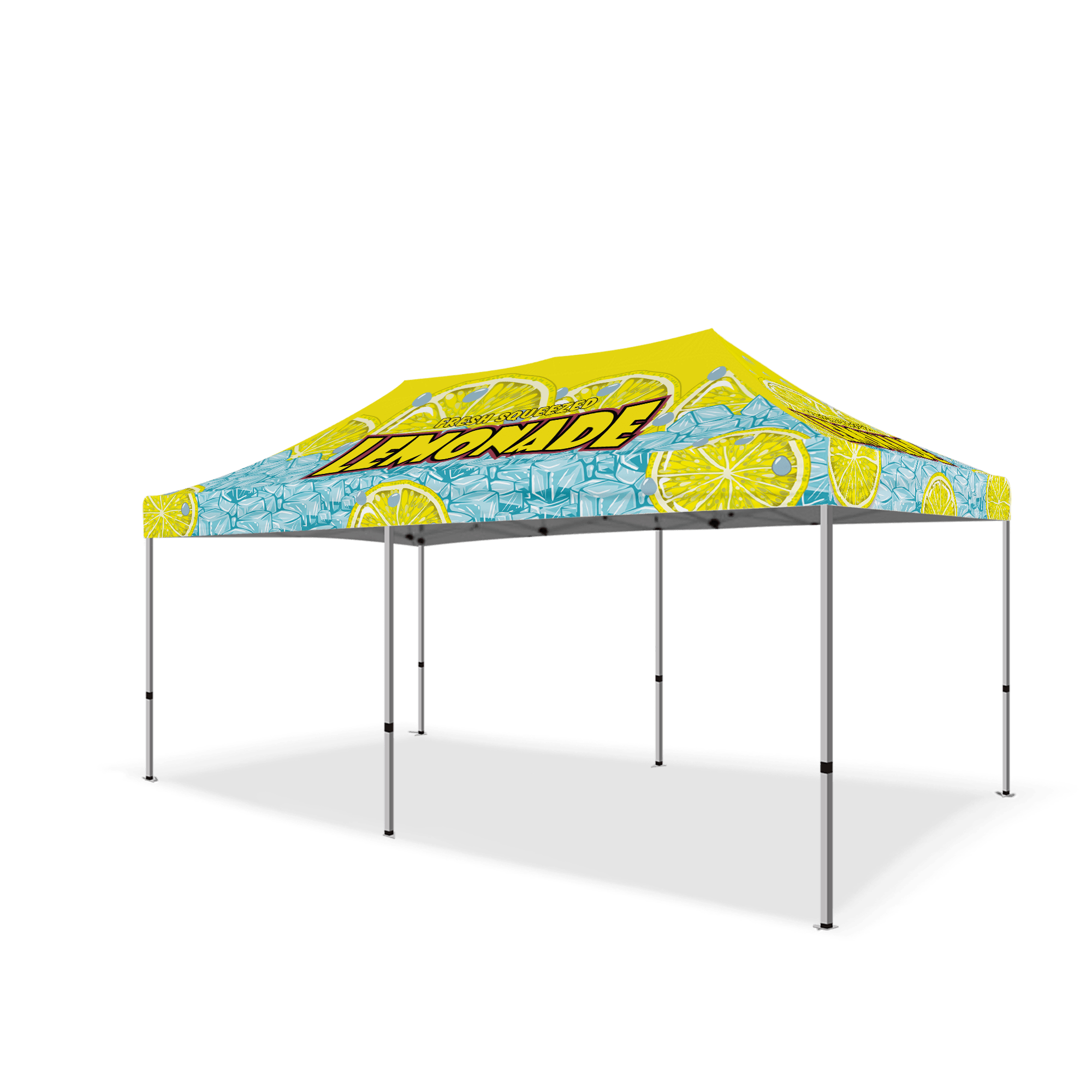 Custom Canopy Tent with Full Back, Half Side Walls, Feather Flags & Table Cover