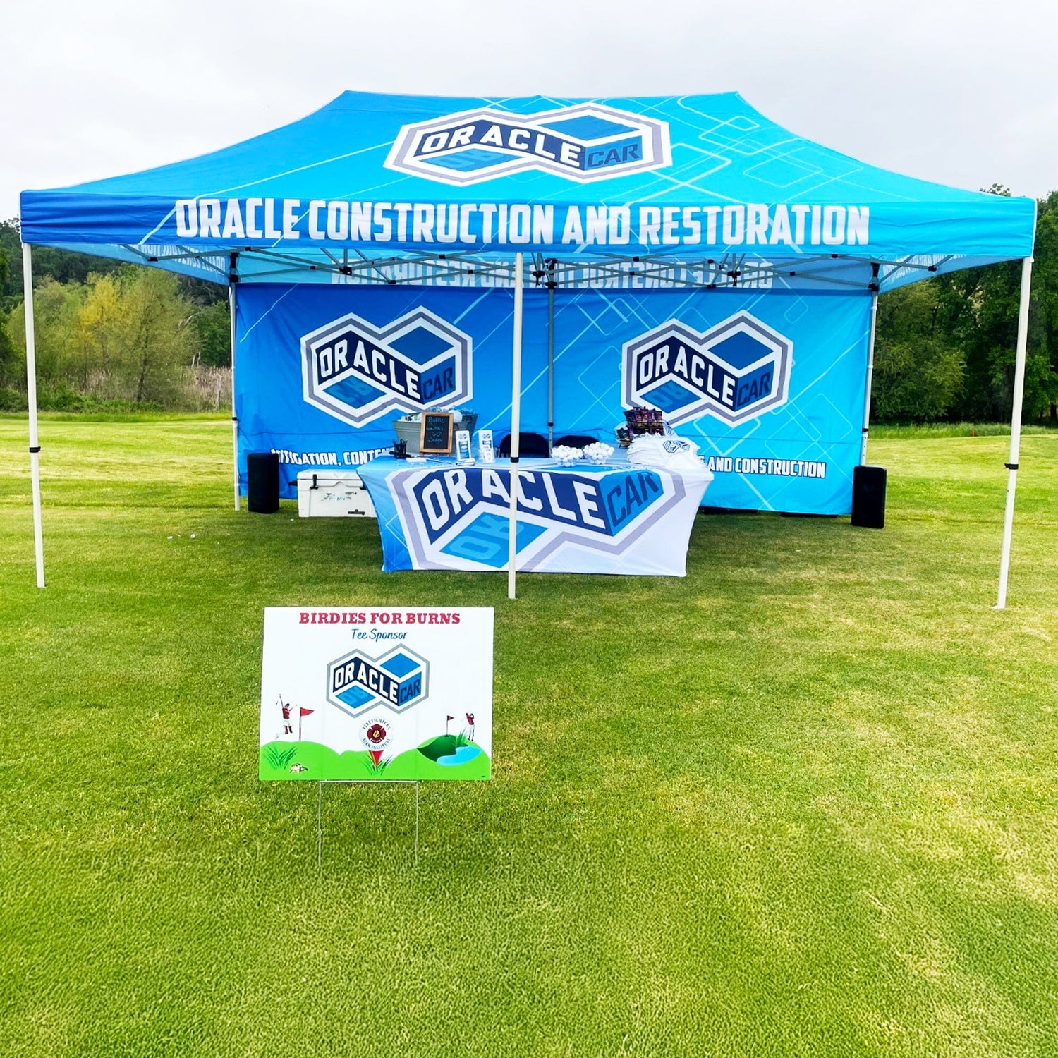 construction canopy tent Custom Canopy Tent with Back Wall & Table Cover | Custom Tents
