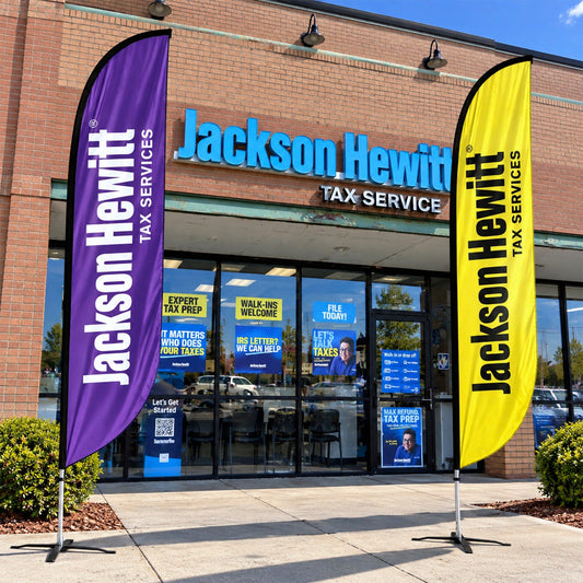 Jackson Hewitt 12ft Logo Feather Flag