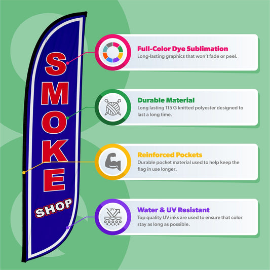 Smoke Shop Feather Flag Blue