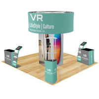 Trade Show Display Tower w/ Triangle Shelving & Media Stands Fastzip™