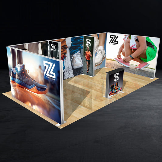 20ft X 10ft Premium Partitioned Backlit SEG Trade Show Booth Display