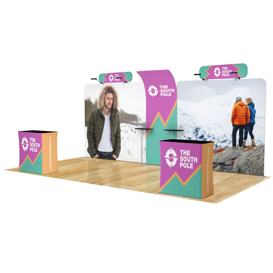 10x20 Trade Show Booth with Curved Media Wall
