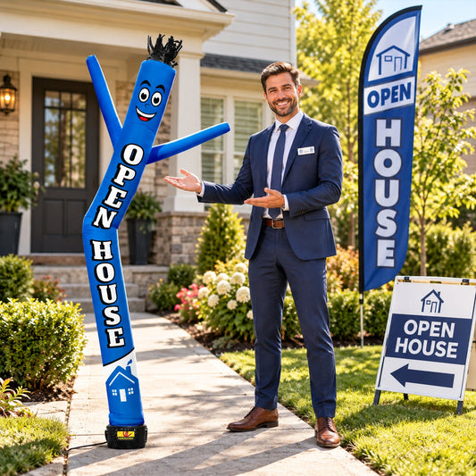 Air Dancers® Originals Inflatable Tube Man Open House Blue