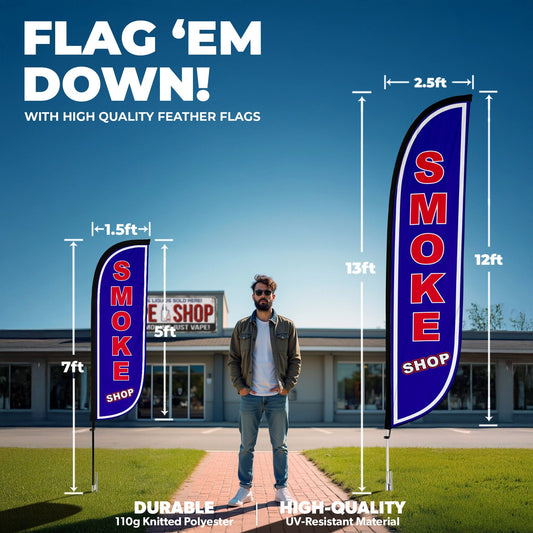 Smoke Shop Feather Flag Blue