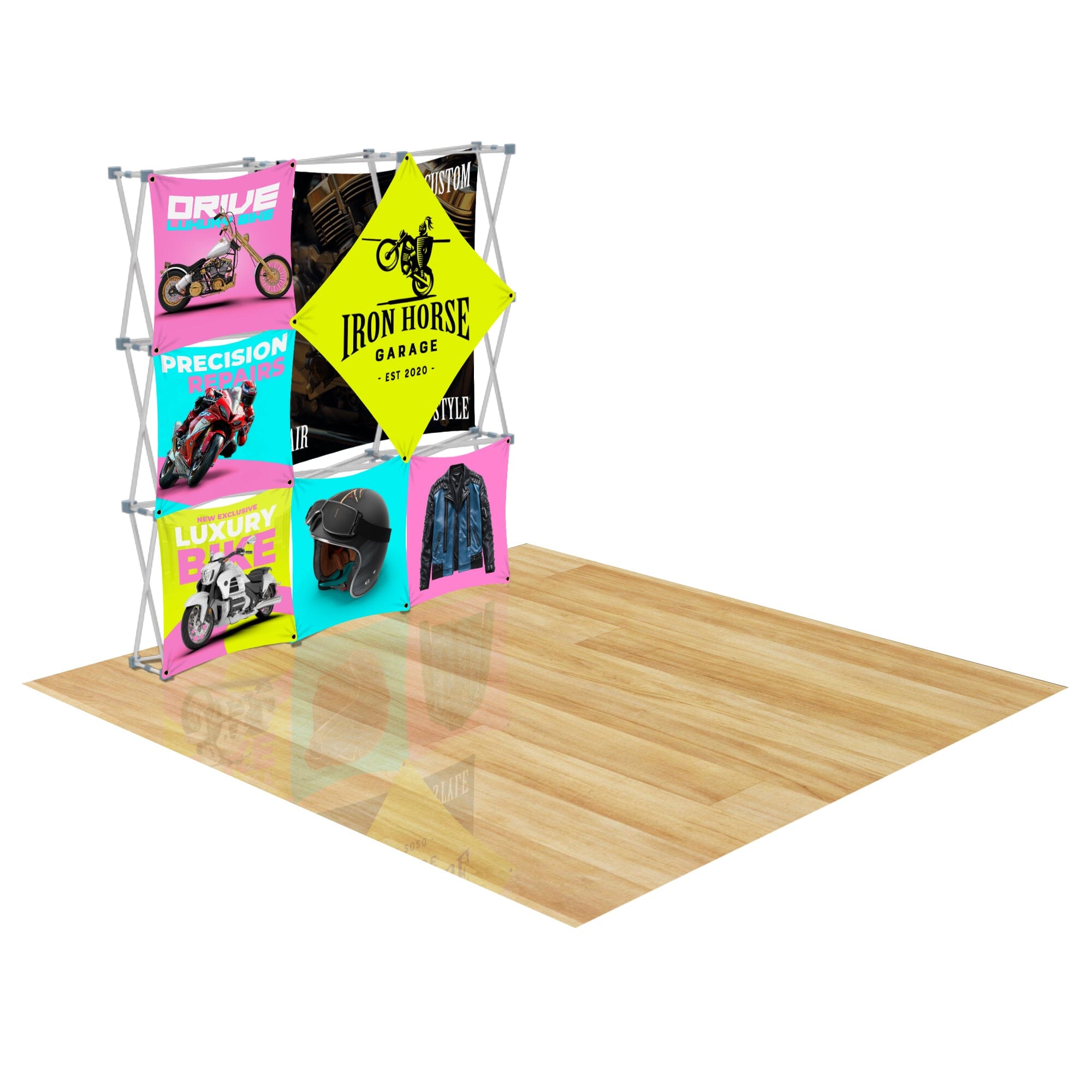 Custom GeoMetrix Pop-Up Trade Show Booth Display - (3x3 - 7 Panel