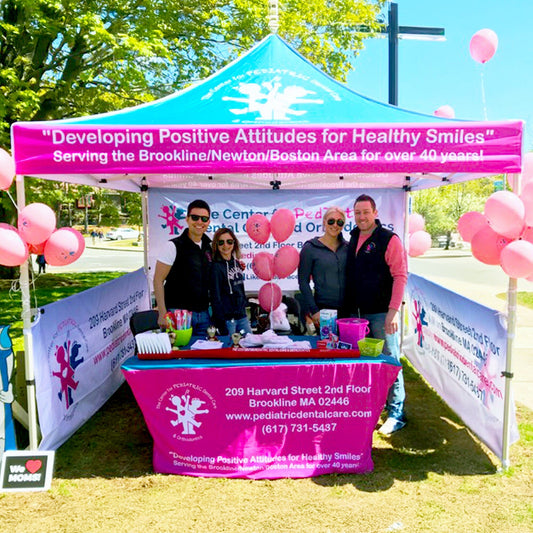 Custom Canopy Tent with Full Back Wall, Half Side Walls & Table Cover