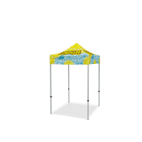 Custom Canopy Tent with Full Back, Half Side Walls, Feather Flags & Table Cover