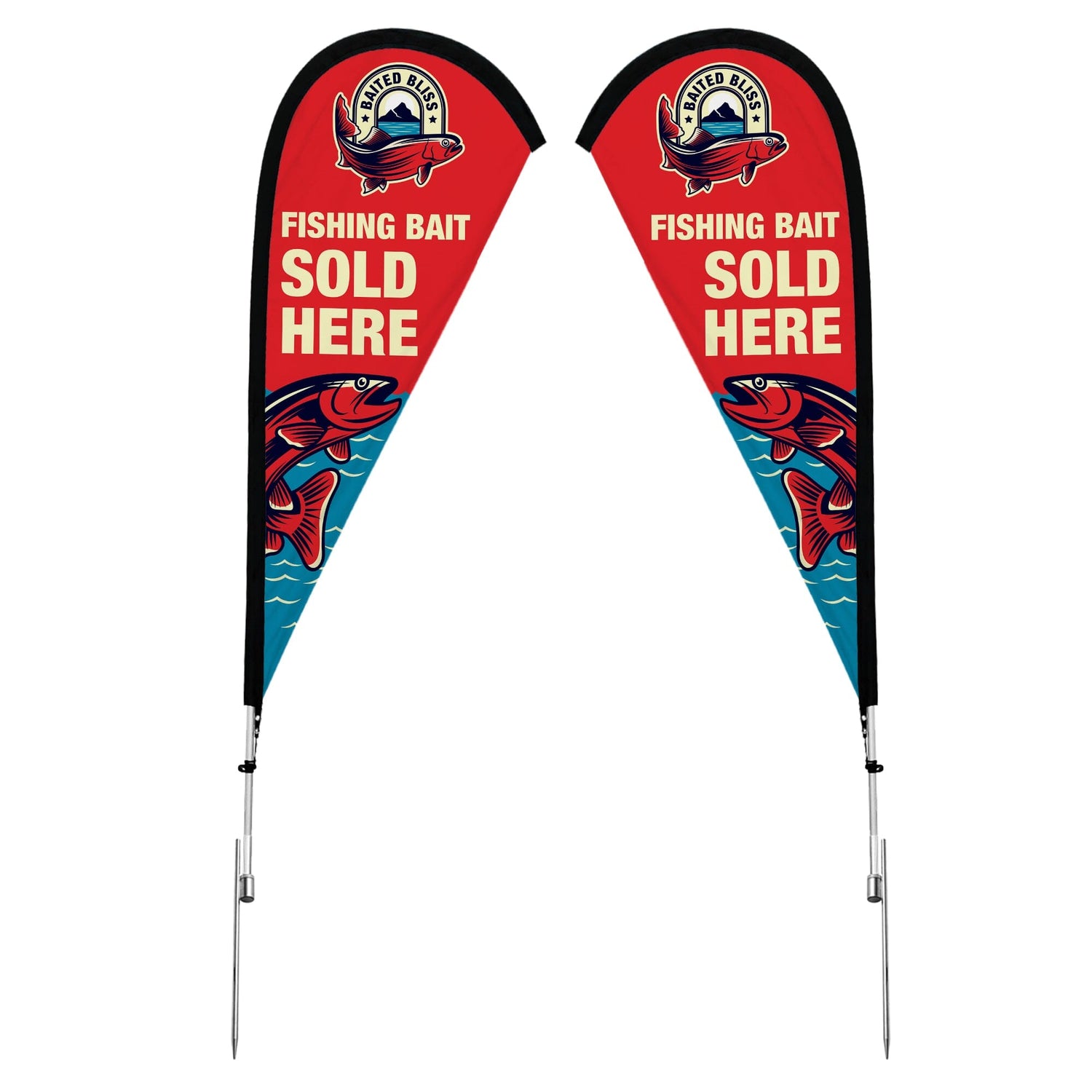 7ft / Double-Sided / Ground Spike Pole Set