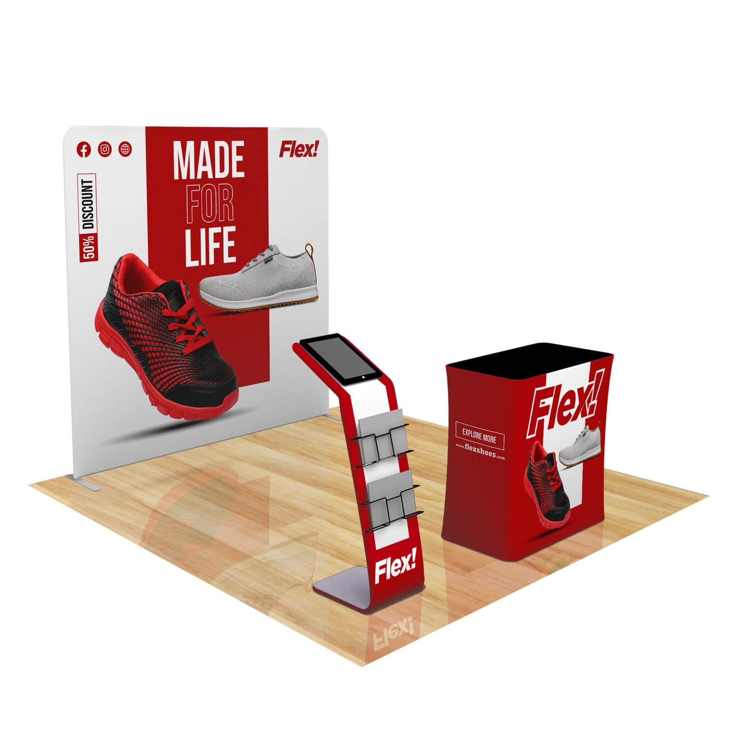 8ft FastZip™ Media Stand Trade Show Booth 10M8020287