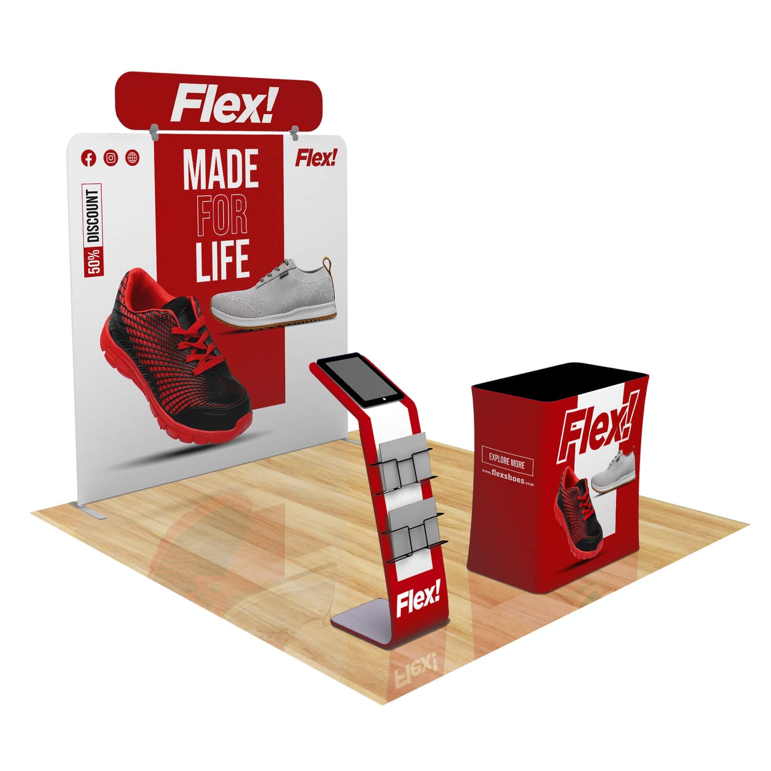 8ft FastZip™ Media Stand Trade Show Booth 10M8020288