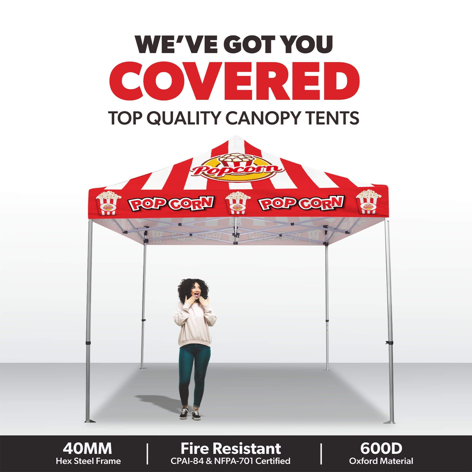 Custom Canopy Tent with Full Back & Half Side Walls