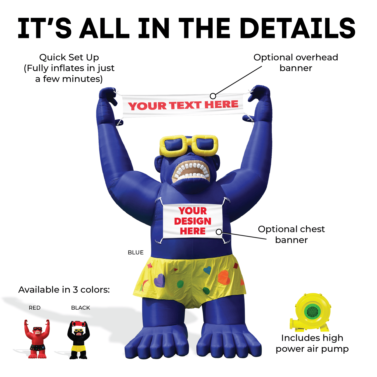 thumbnail image 2 of 20ft Inflatable Advertising Giant Gorilla Holding A Car With Air Blower 01 Owl 2 of 12