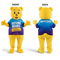 Jackson Hewitt Refund Bear inflatable mascot costume in yellow