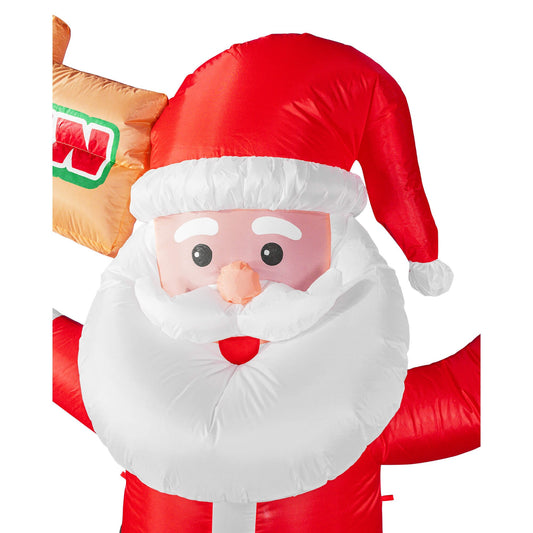 6ft Santa Lawn Inflatable with "Open" Sign 