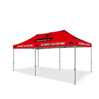Custom Canopy Tent with Full Back Wall, Half Side Walls & Table Cover