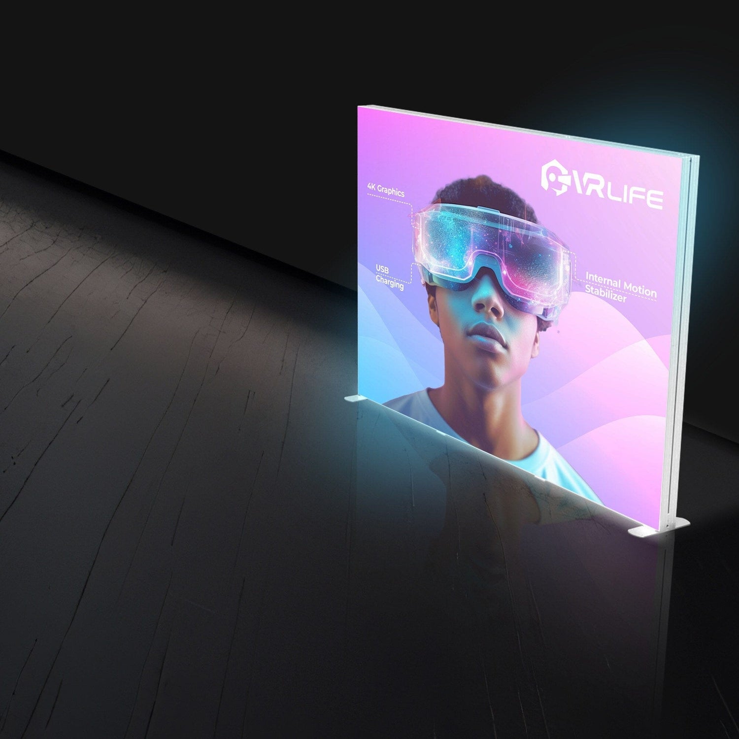 10ft SEG backlit trade show display, angled view