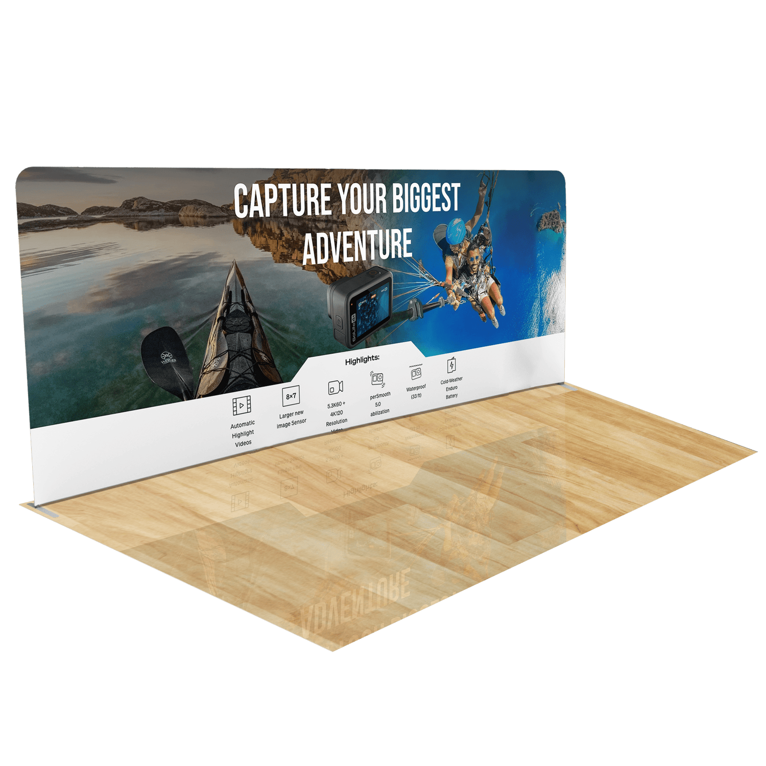 20ft Trade Show Display with Waterfall Shelving