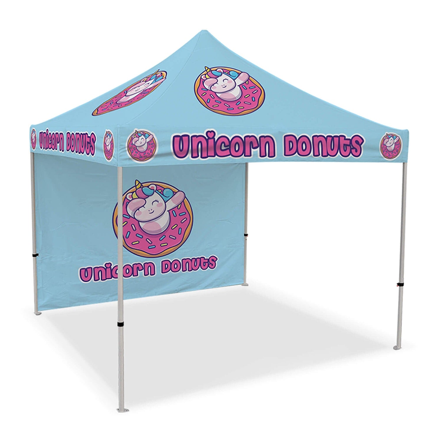 silver tent Custom Canopy Tent with Back Wall (10x10) | Full Color Printed Tent