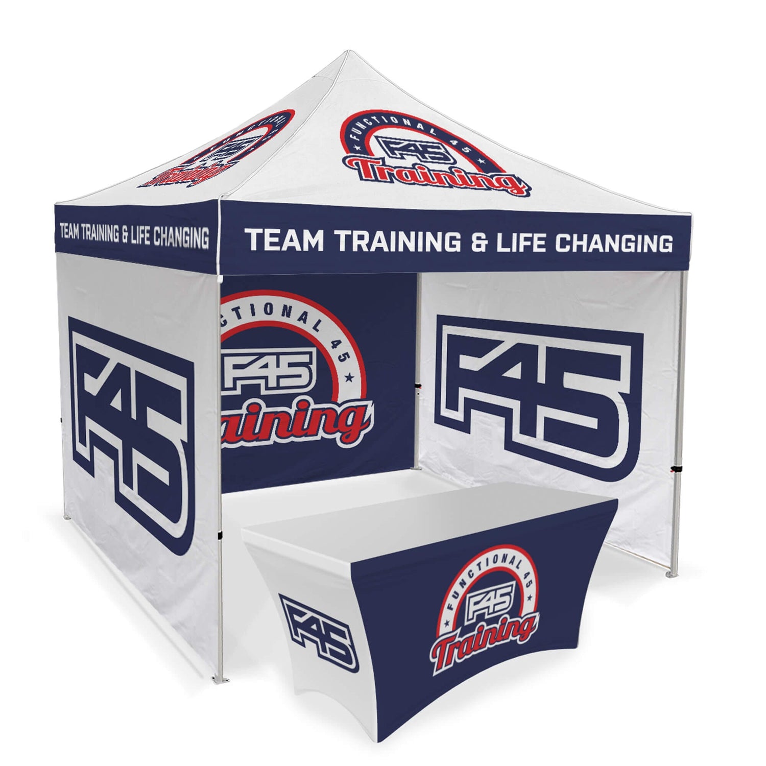 custom tents with logo Custom Canopy Tent with Three Back Walls & Table Cover