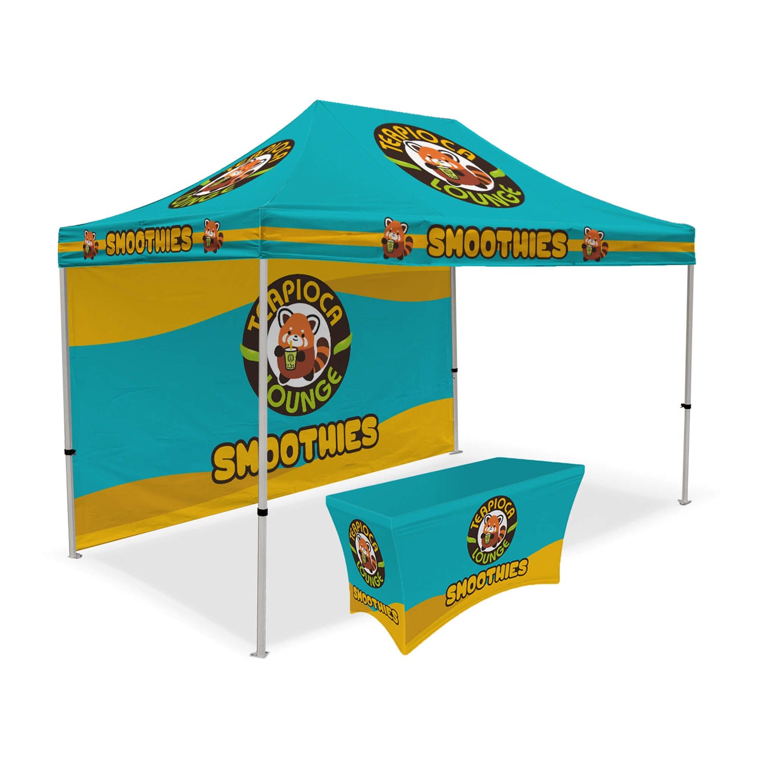 event tarp Custom Canopy Tent with Back Wall & Table Cover | Custom Tents